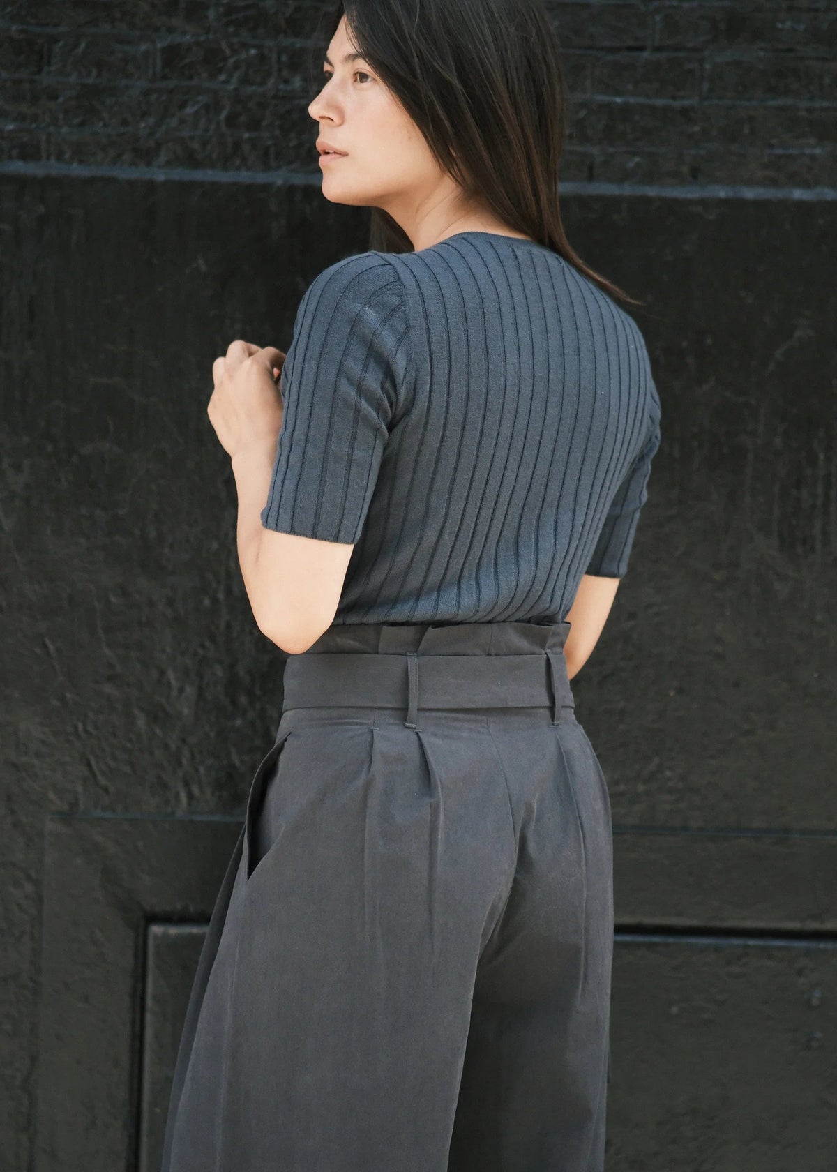 Paper-Bag Pleated Hose - navy
