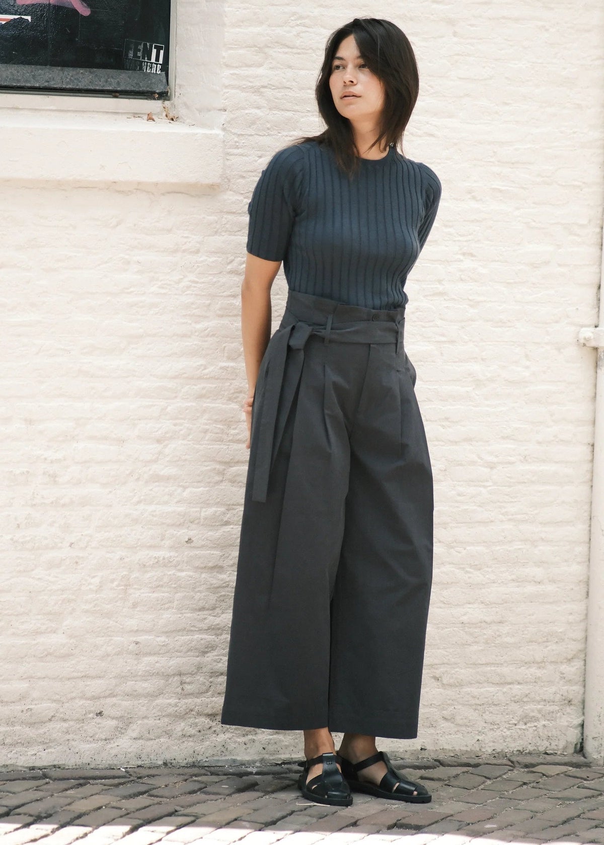 Paper-Bag Pleated Hose - navy