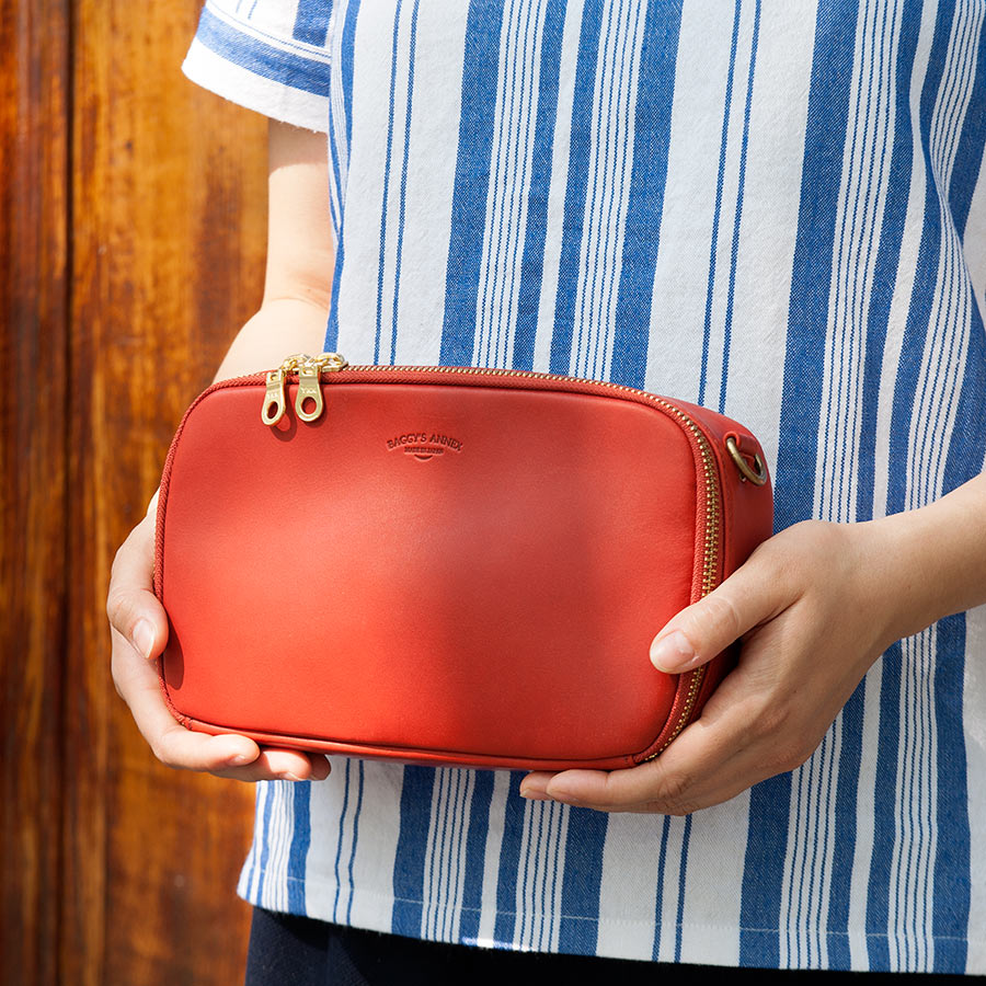 LGRN Leder Pochette - orangerot