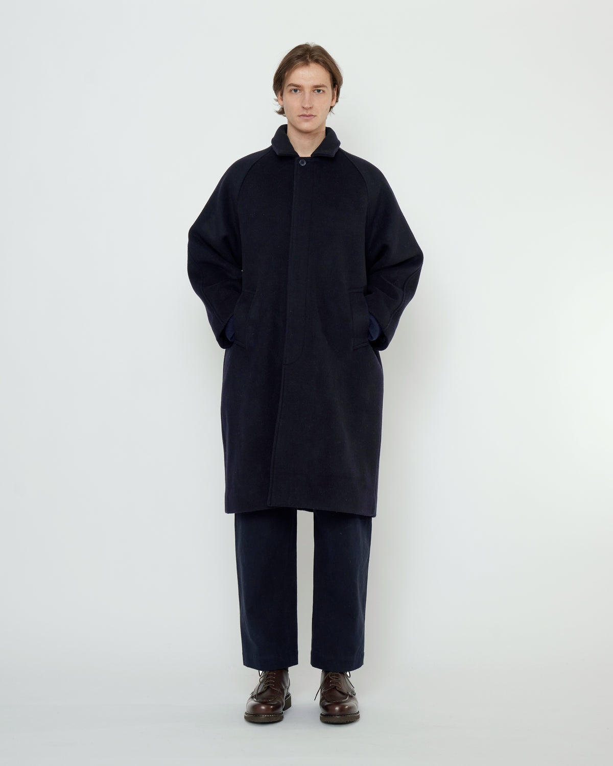 Unisex Duster Wollmantel - navyblack