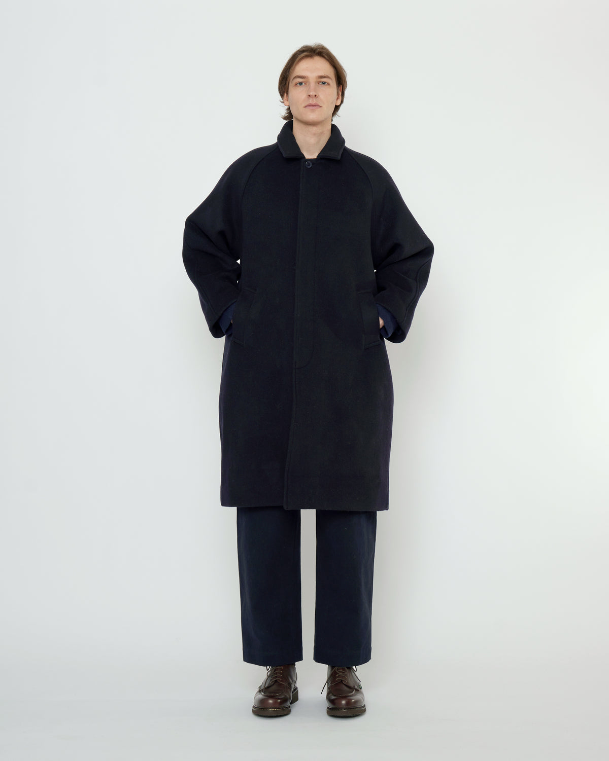 Unisex Duster Wollmantel - navyblack