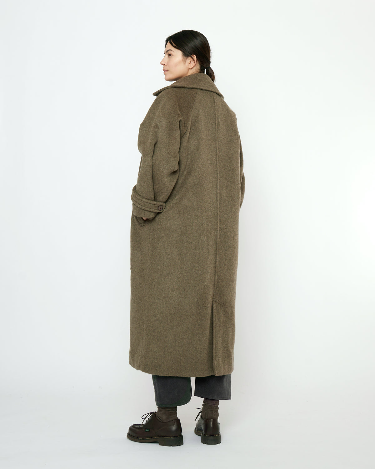 Unisex Balmacaan Wollmantel - olivegray