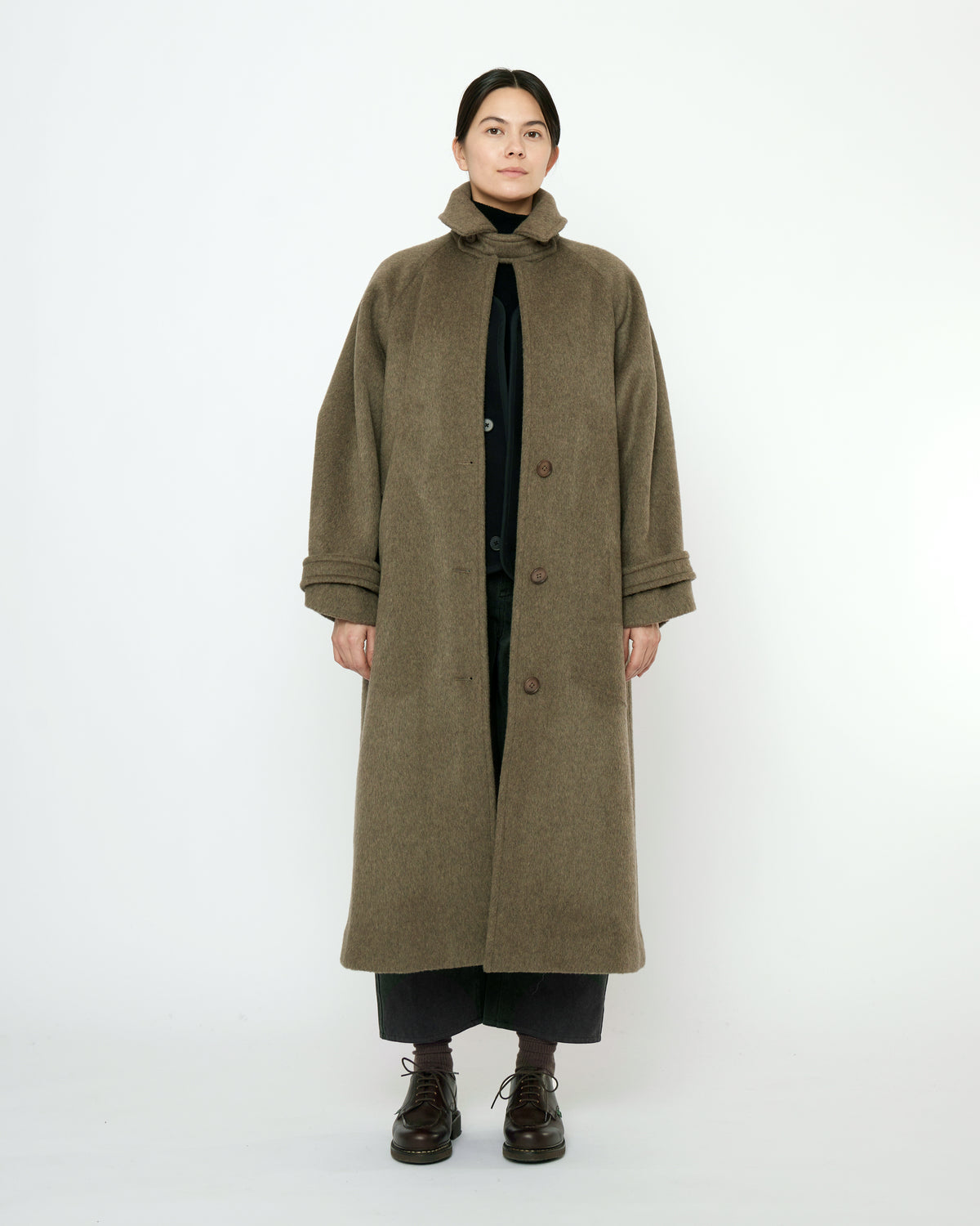 Unisex Balmacaan Wollmantel - olivegray
