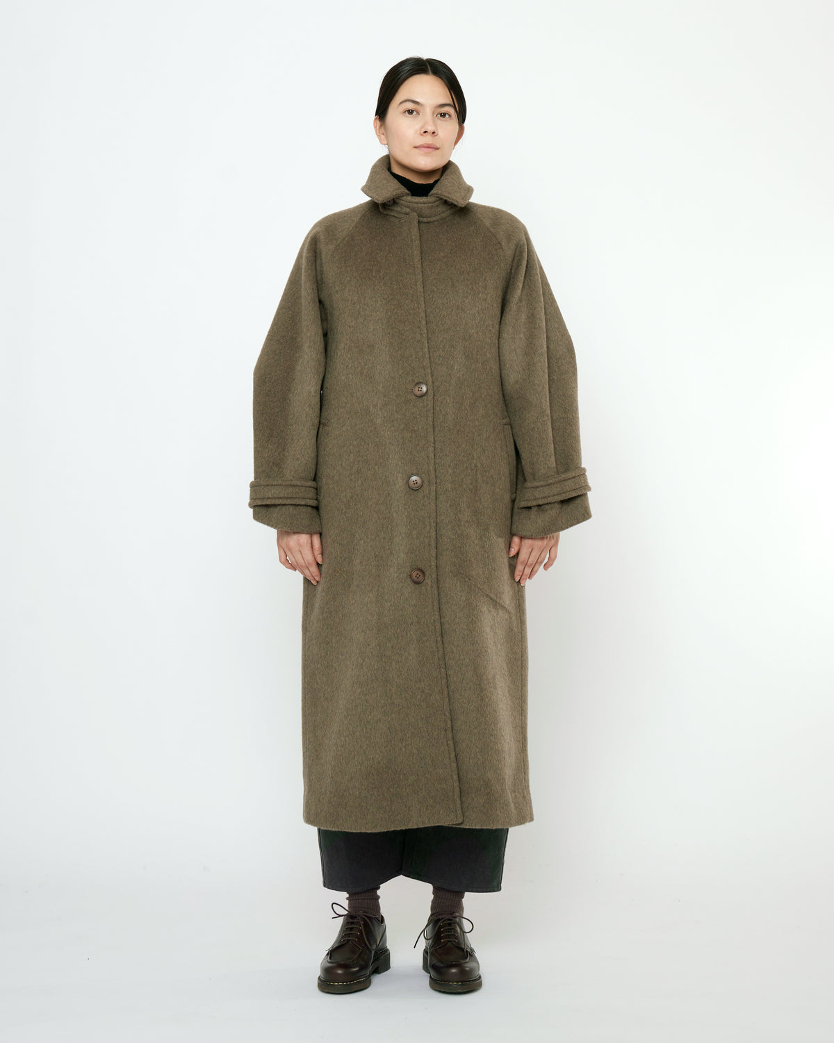 Unisex Balmacaan Wollmantel - olivegray
