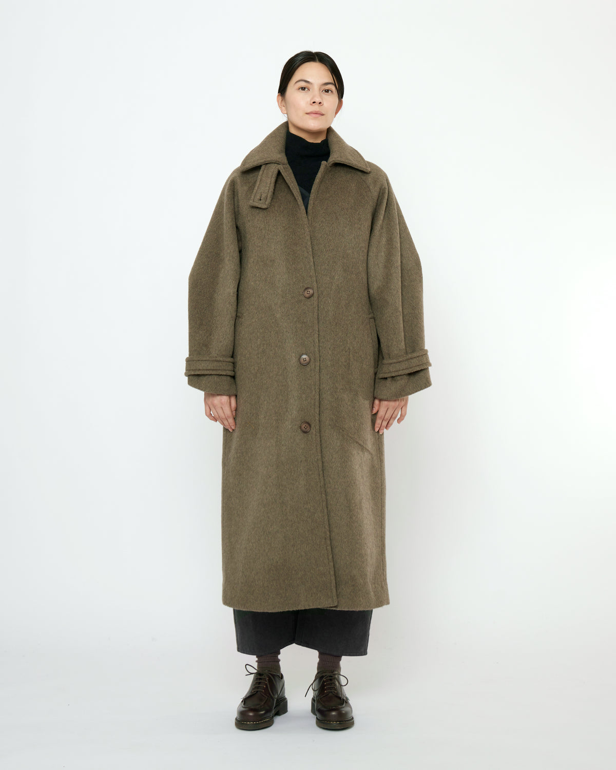 Unisex Balmacaan Wollmantel - olivegray