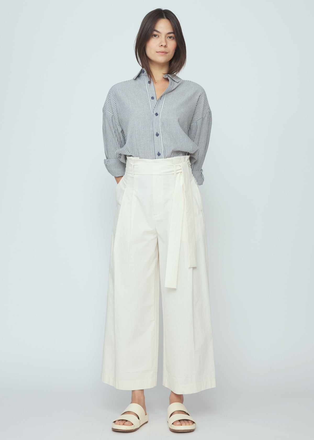 Paper-Bag Pleated Hose - ecru
