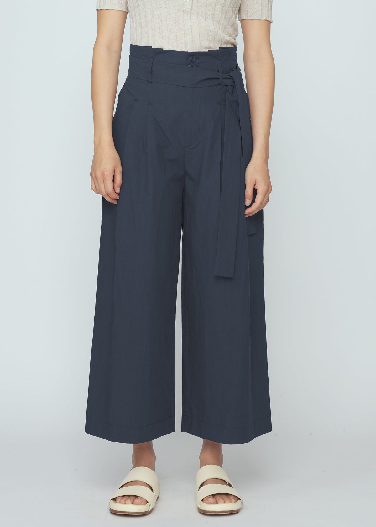 Paper-Bag Pleated Hose - navy