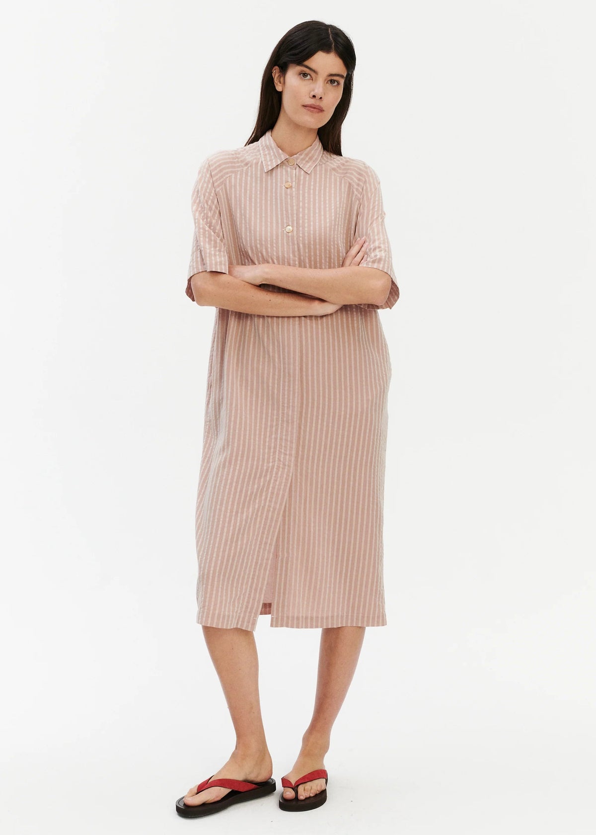 Hemdkleid - altrosa Streifen