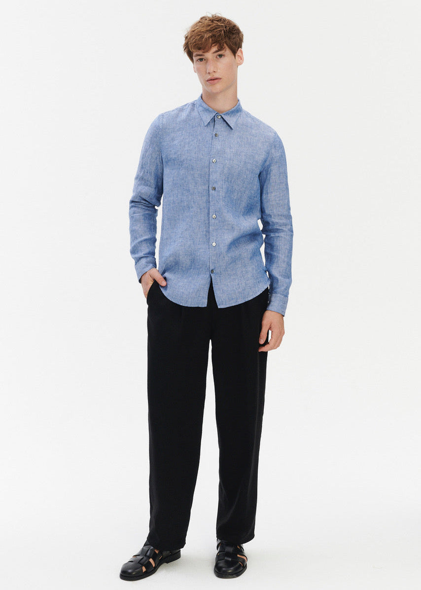 Feel Good Shirt - blaue Leinen