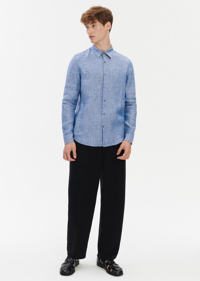 Feel Good Shirt - blaue Leinen