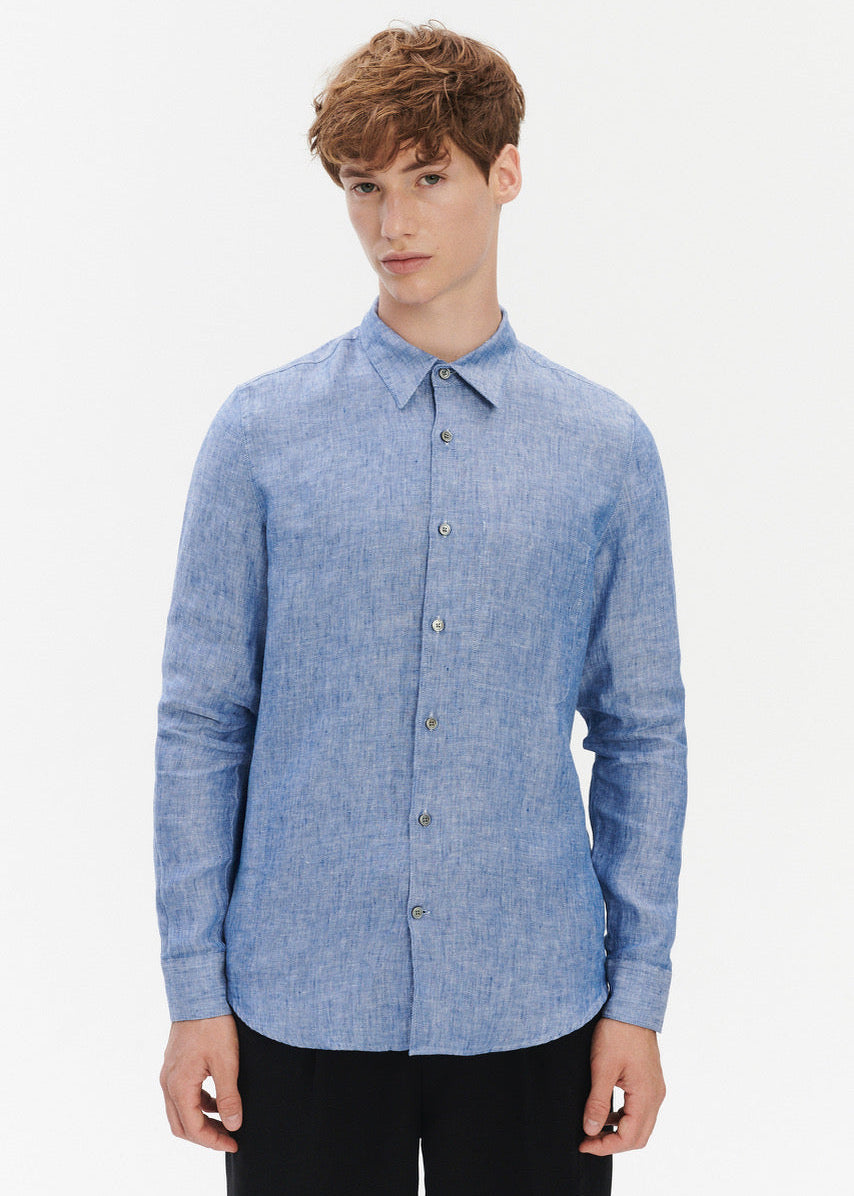 Feel Good Shirt - blaue Leinen