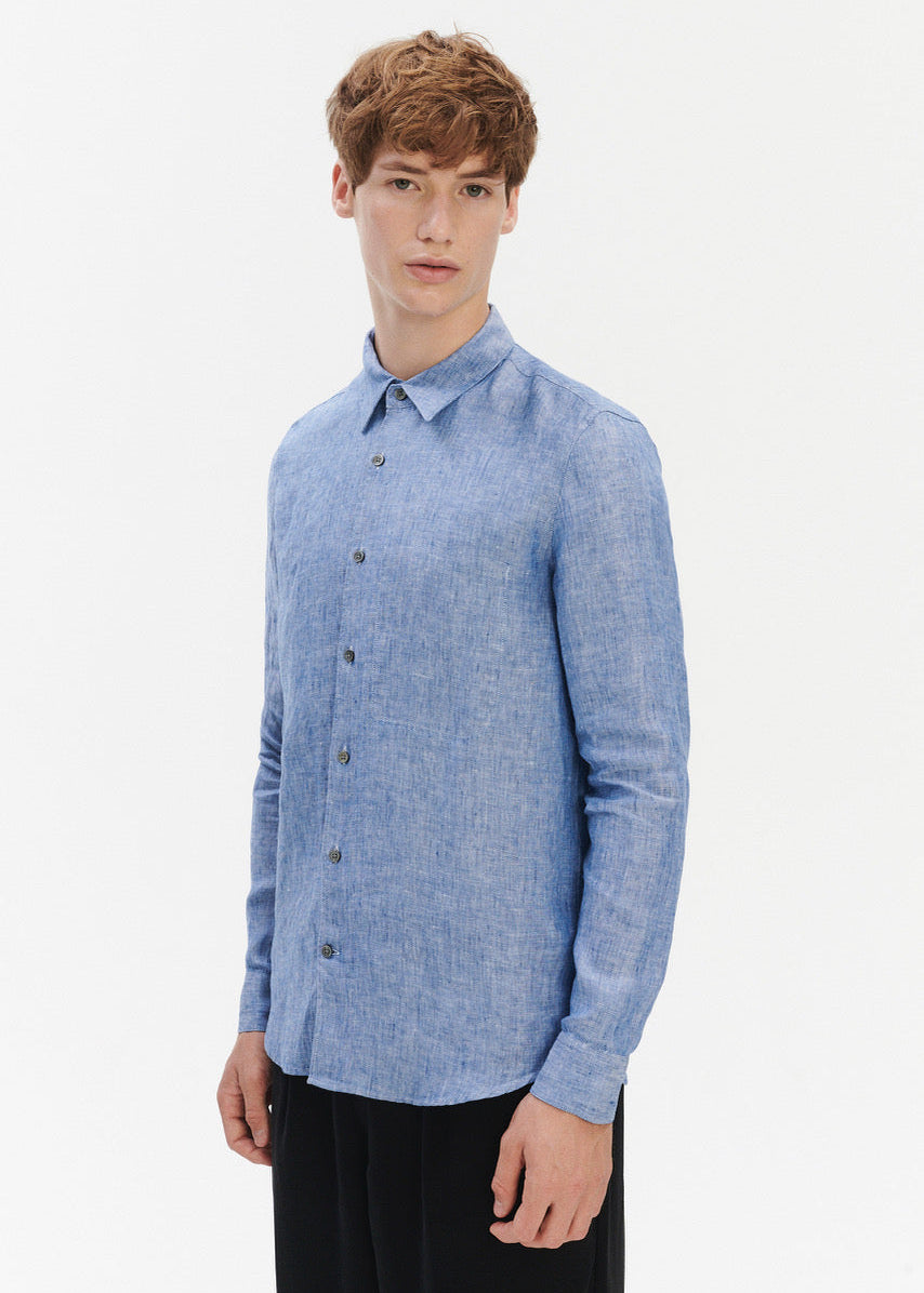 Feel Good Shirt - blaue Leinen
