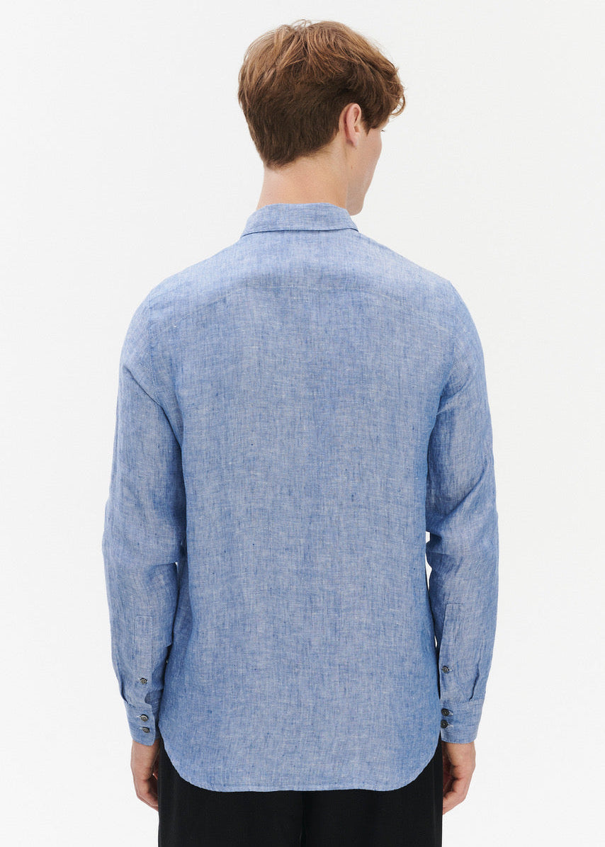 Feel Good Shirt - blaue Leinen
