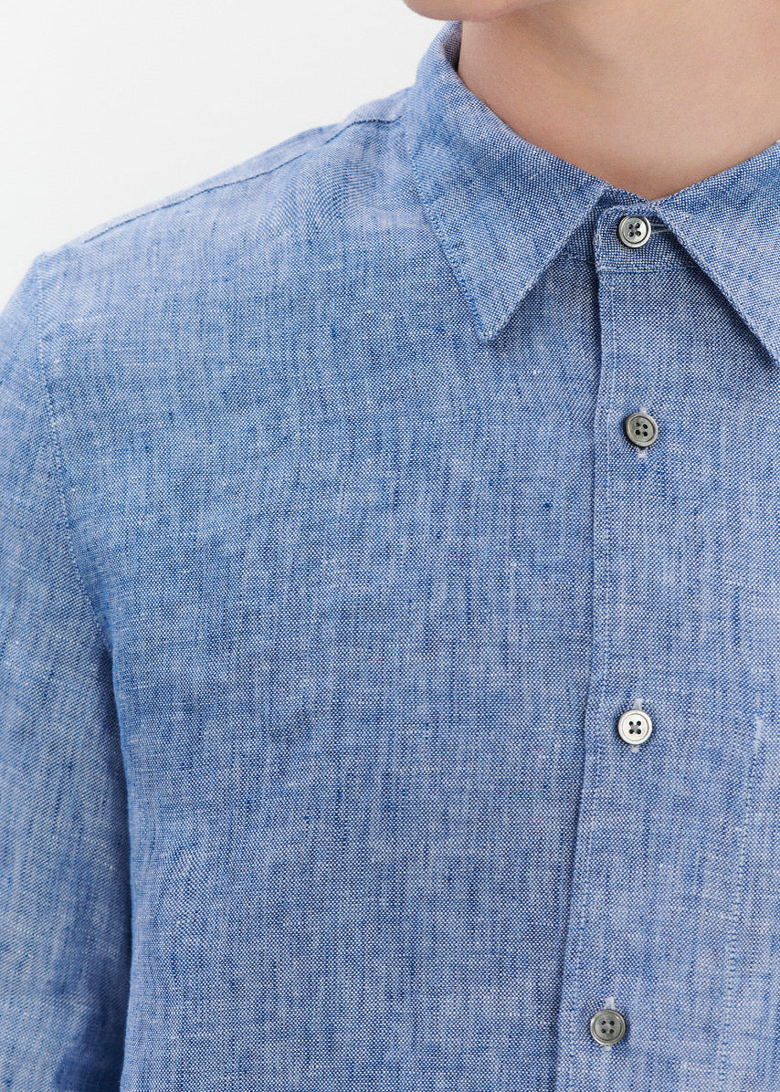 Feel Good Shirt - blaue Leinen