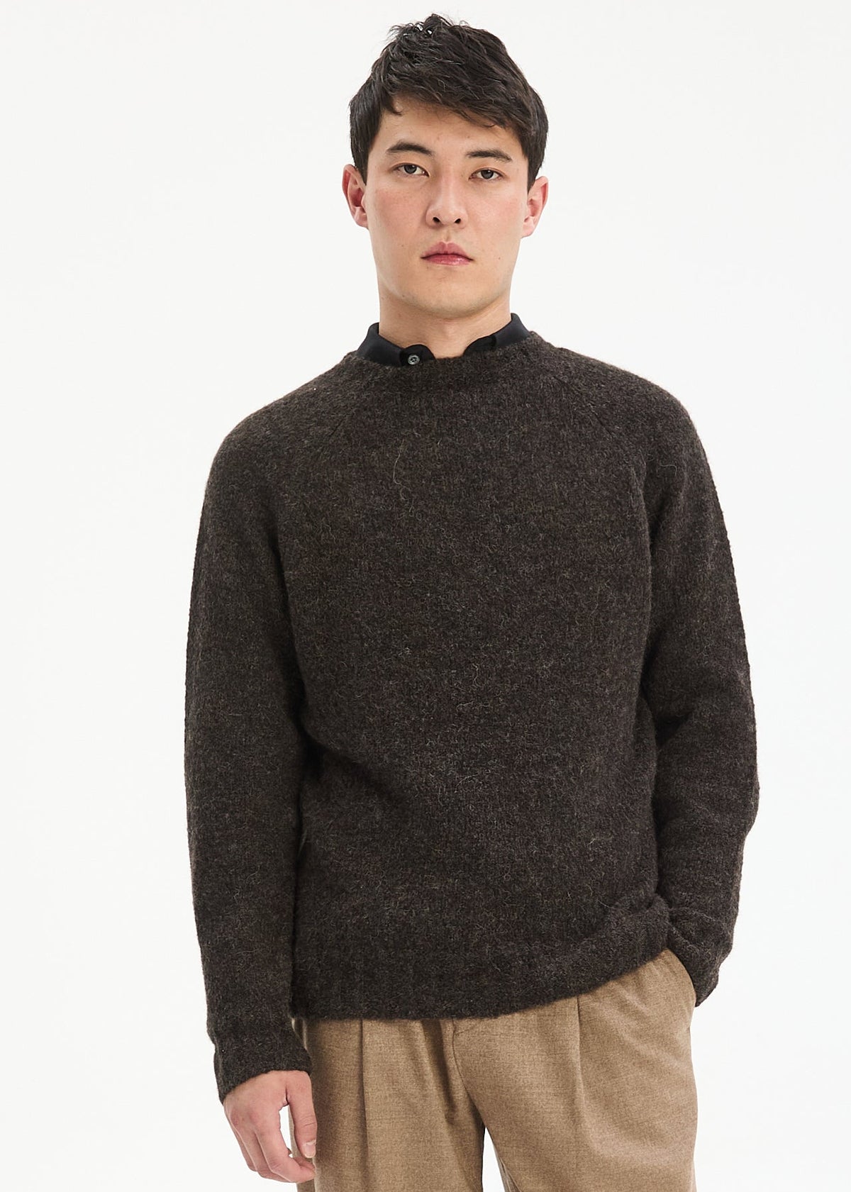 Pullover Crewneck Raglan - chocolate brown