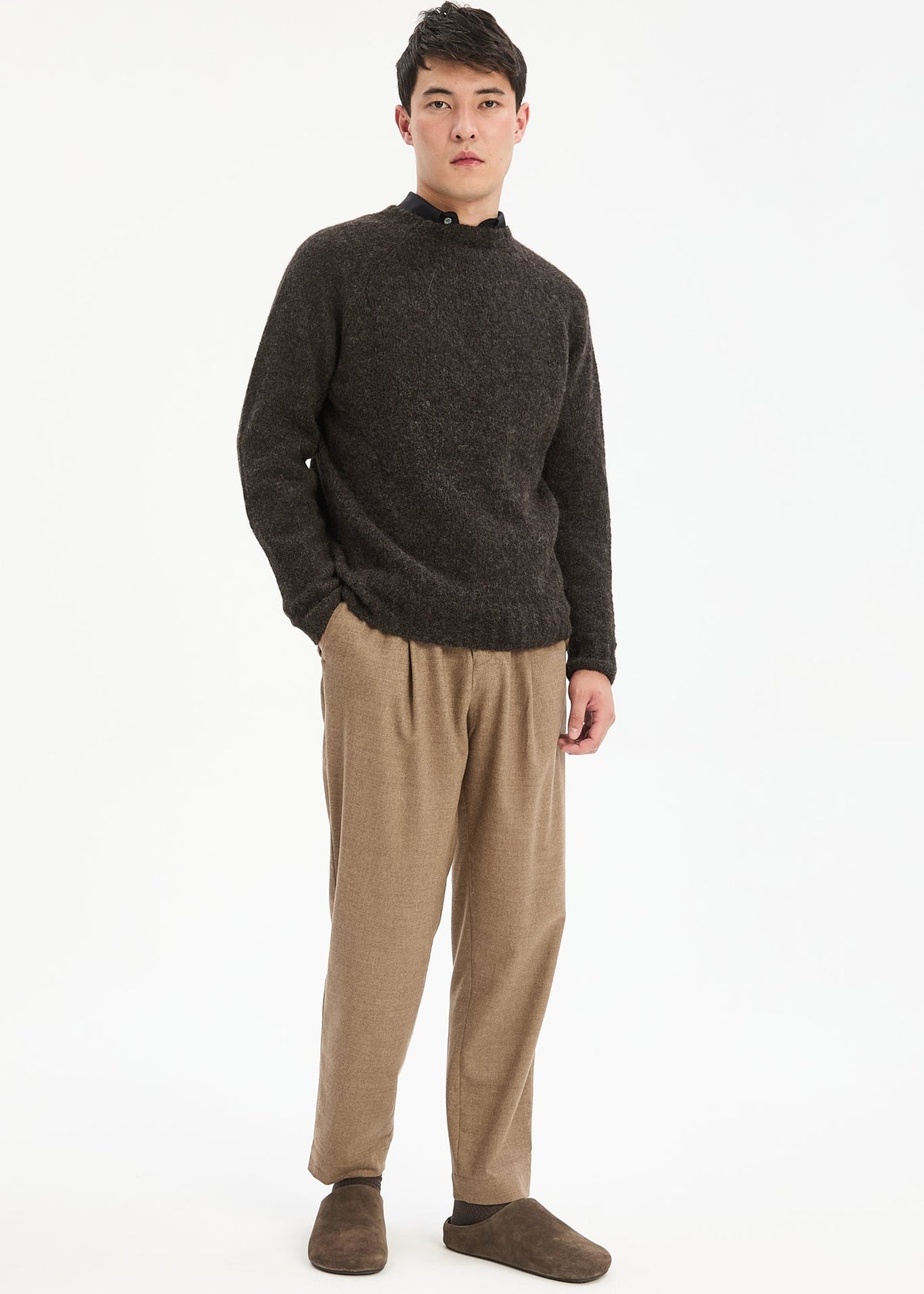 Pullover Crewneck Raglan - chocolate brown