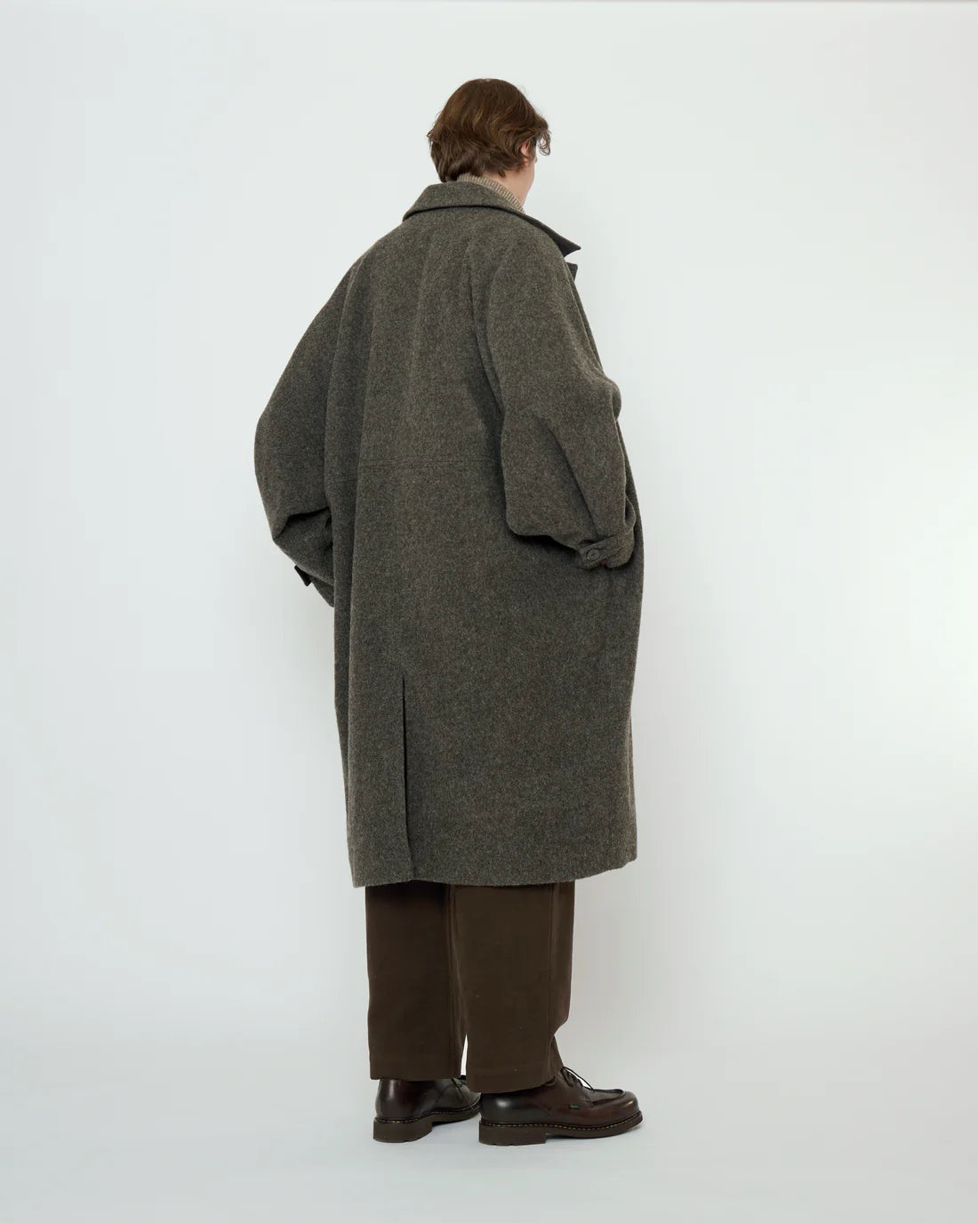 Unisex Cuffed Wollmantel - heathered pebble