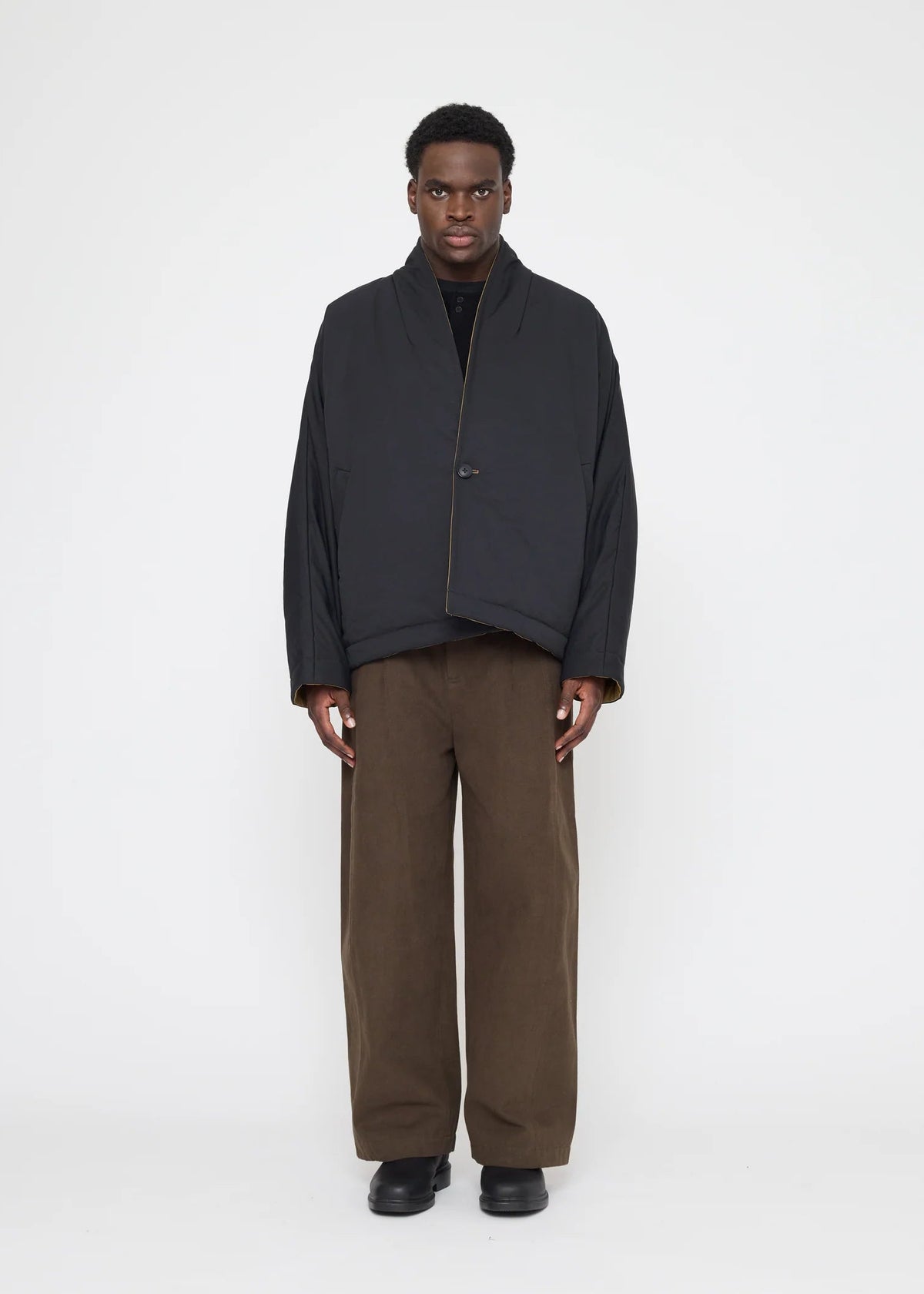 Reversible Unisex Blazer - charcoal / tan