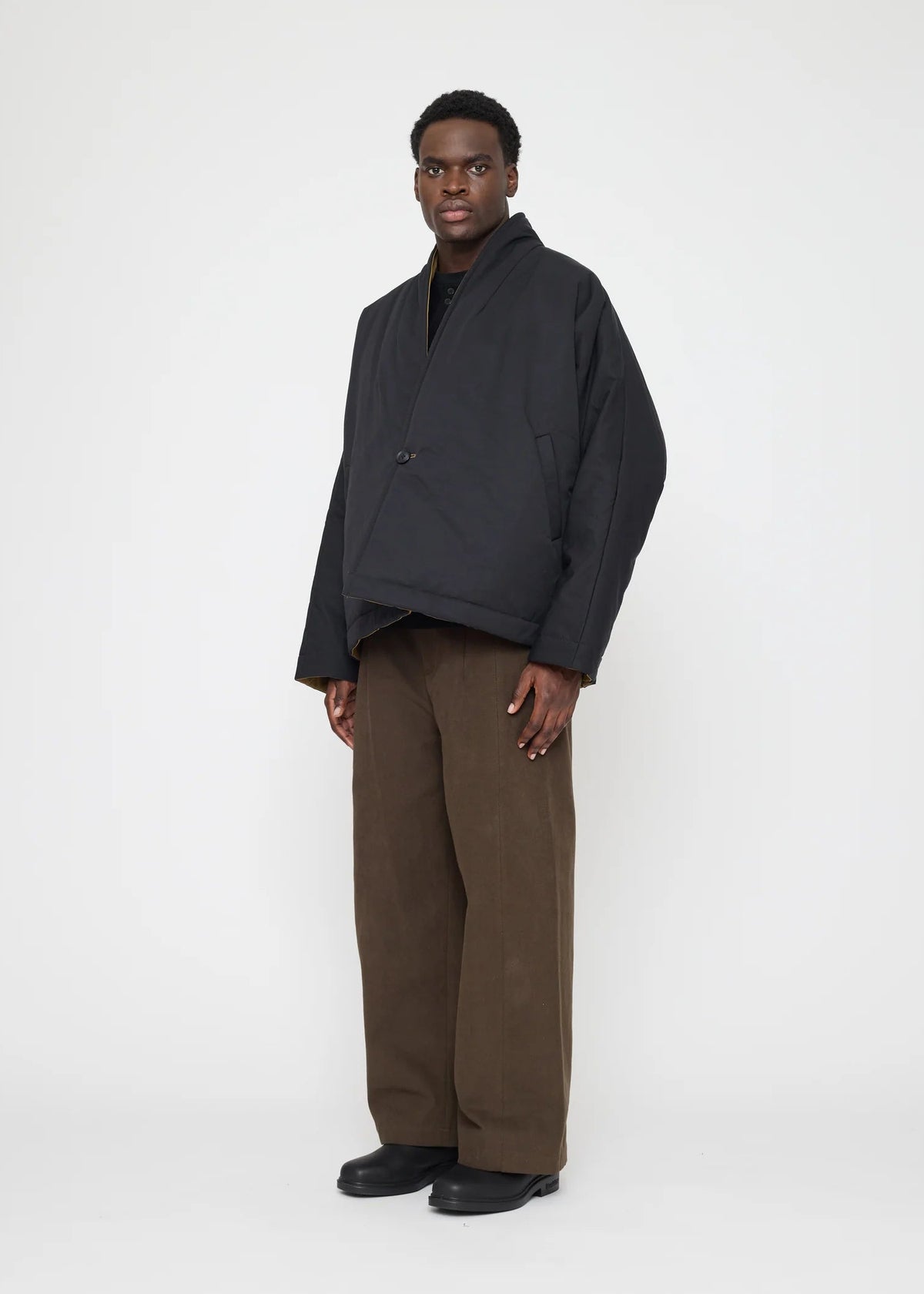 Reversible Unisex Blazer - charcoal / tan