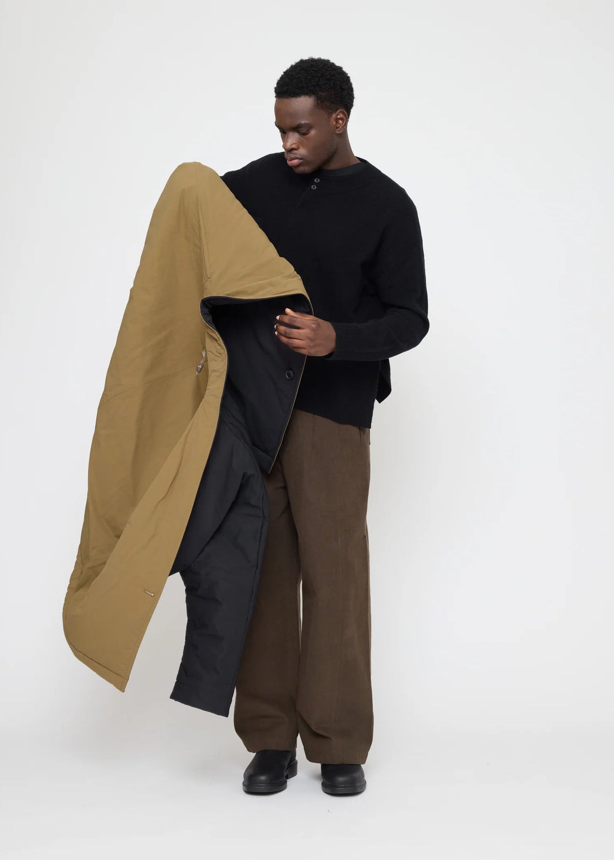 Reversible Unisex Blazer - charcoal / tan