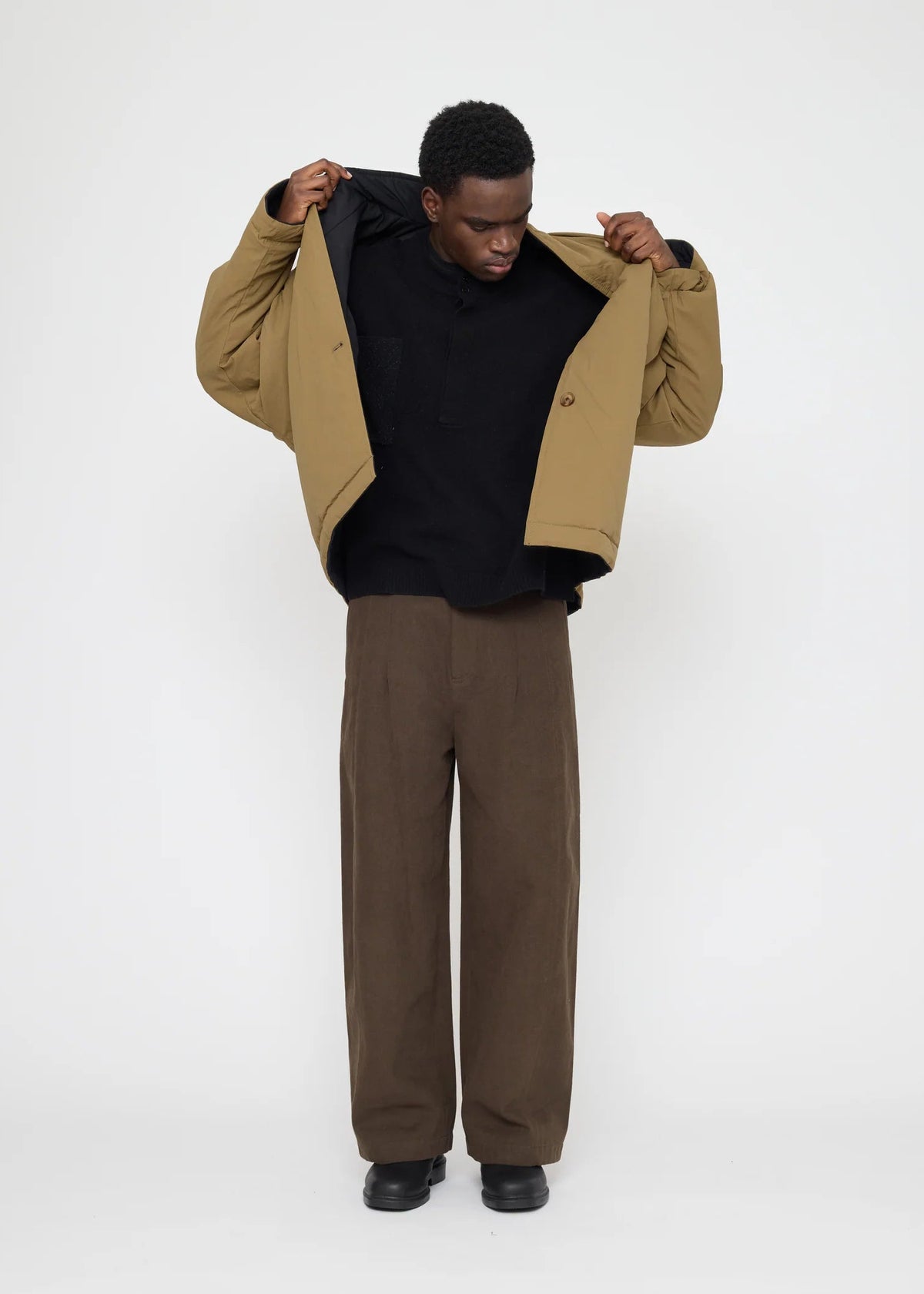 Reversible Unisex Blazer - charcoal / tan