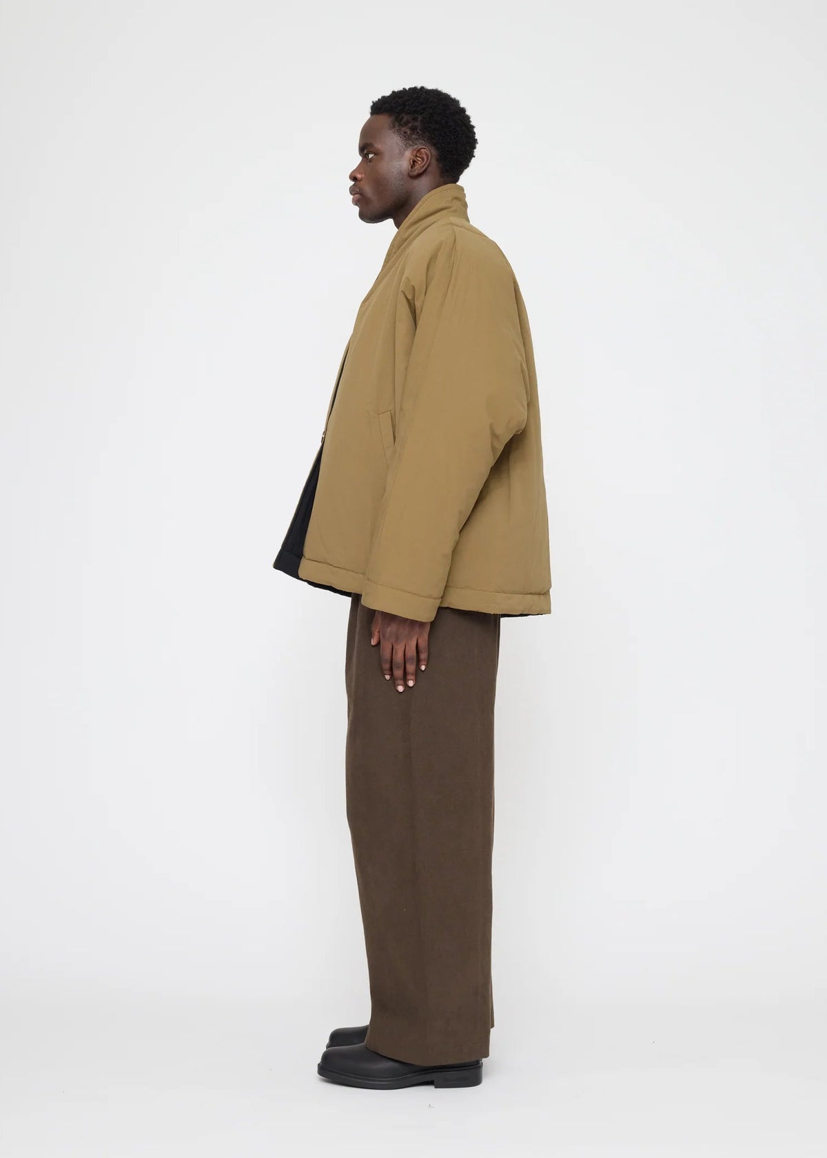 Reversible Unisex Blazer - charcoal / tan