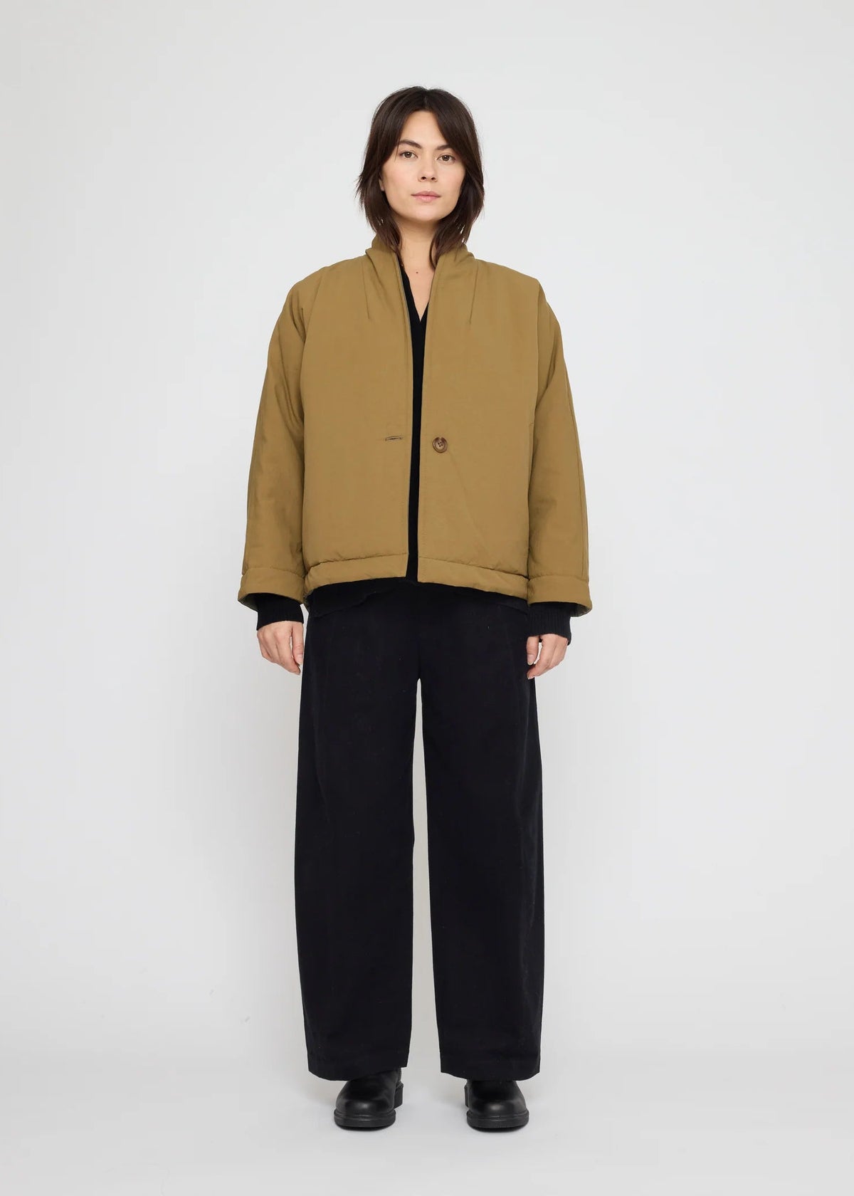 Reversible Unisex Blazer - charcoal / tan