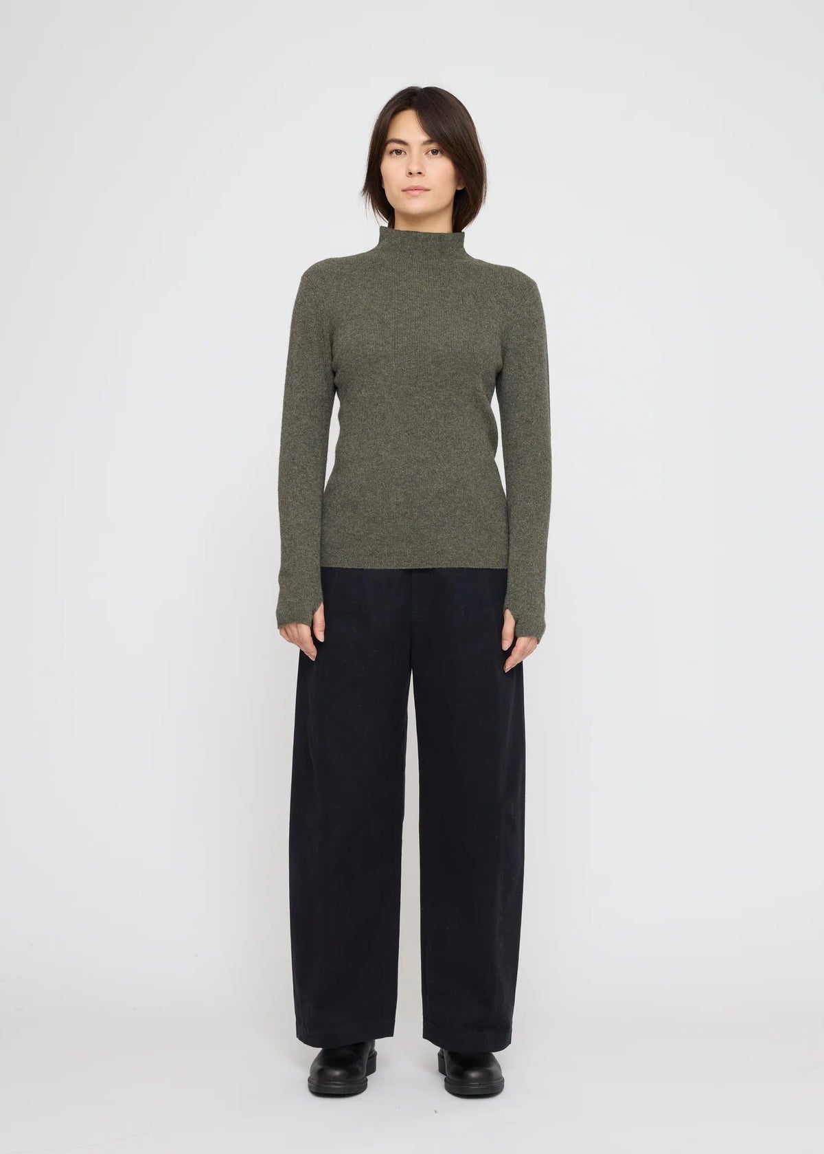 Yak Mock Neck Pullover - sage grey