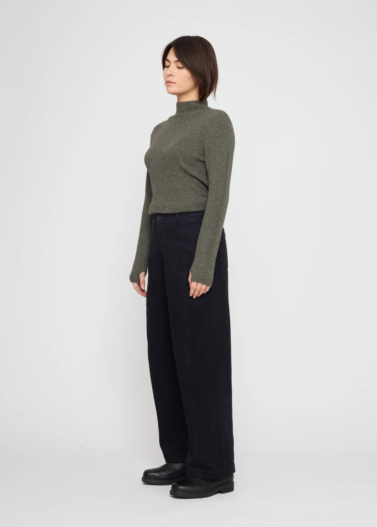 Yak Mock Neck Pullover - sage grey