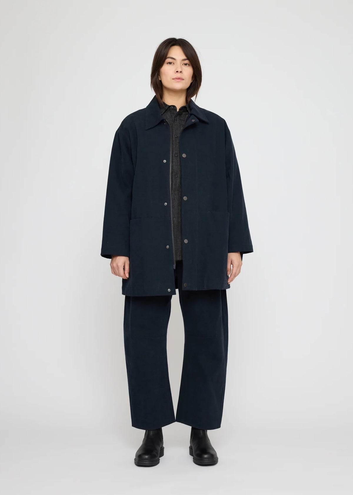 Mid-Length Chore Jacke - navy