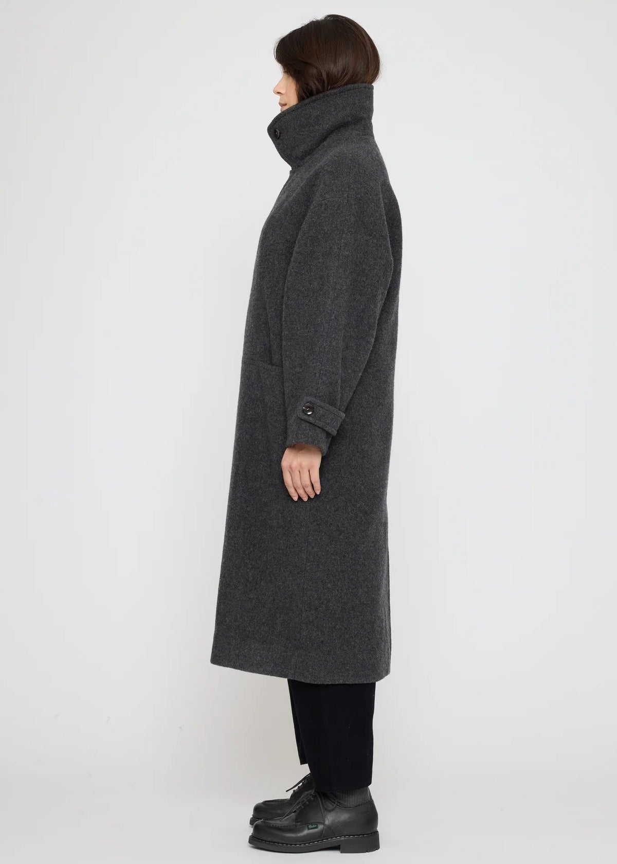 Unisex Wollmantel Double Breasted - charcoal