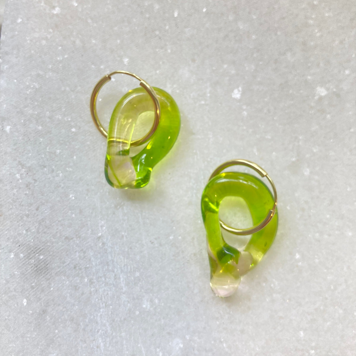 Ohrringe REIKO - neon-lime-limo-transparent / gold