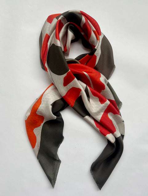 Seidenfoulard Koi - olive/braun