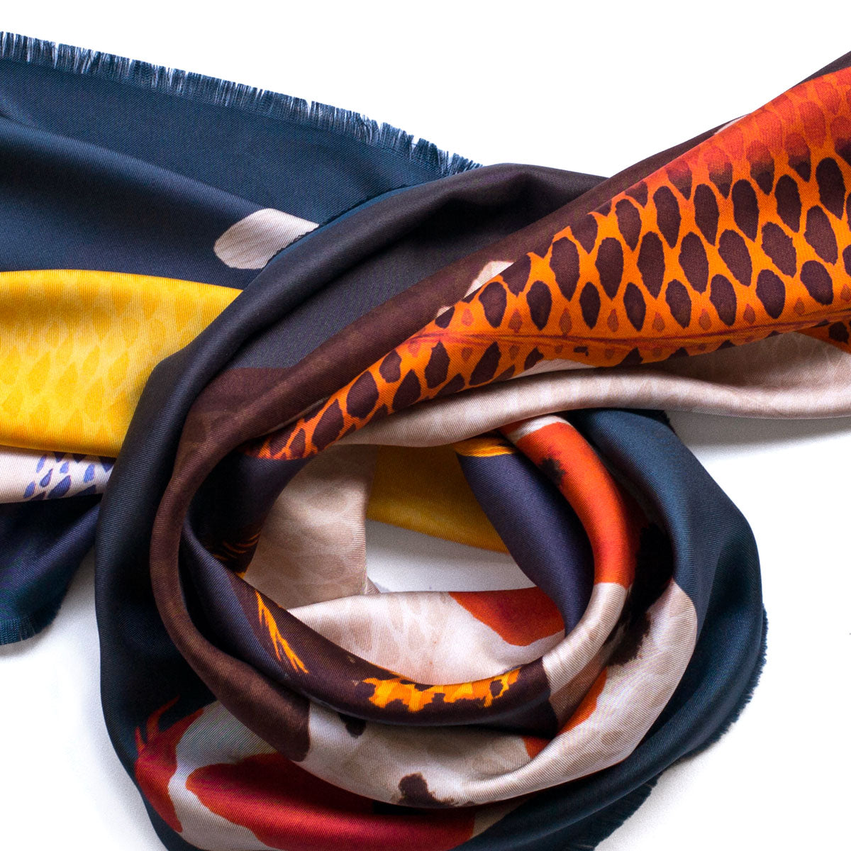 Seidenfoulard Koi - blau/braun