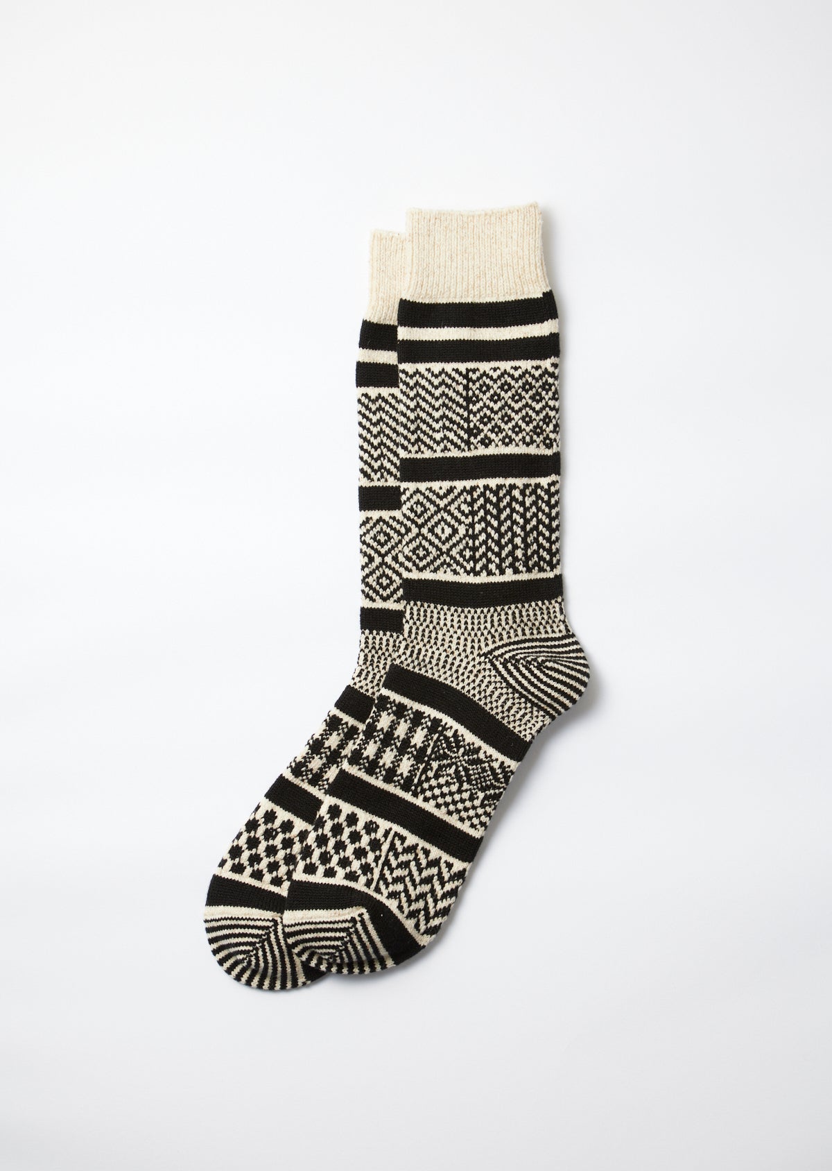 Multi-Jacquard Socken - ivory / schwarz