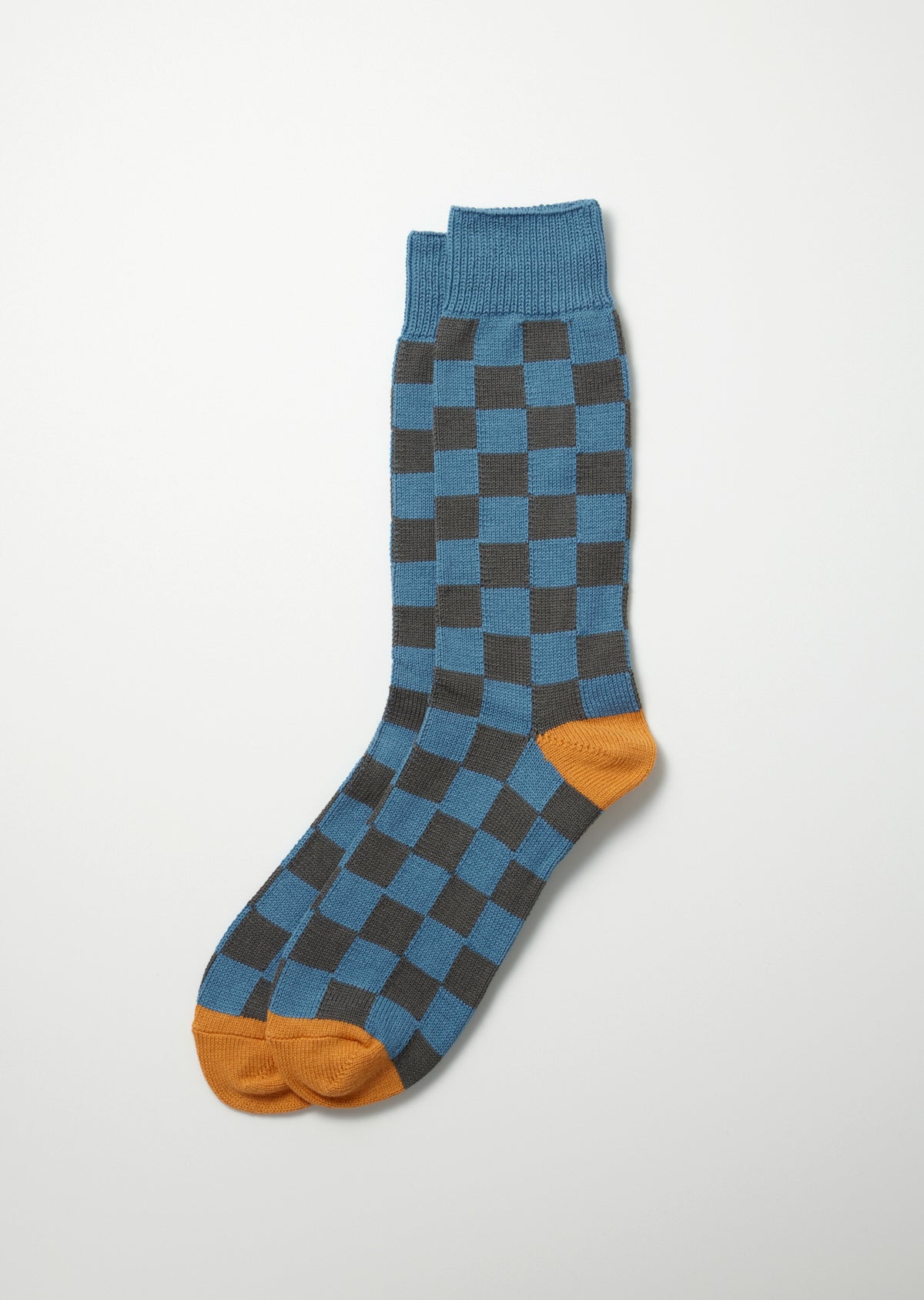 Schachbrett Socken - blau/grau