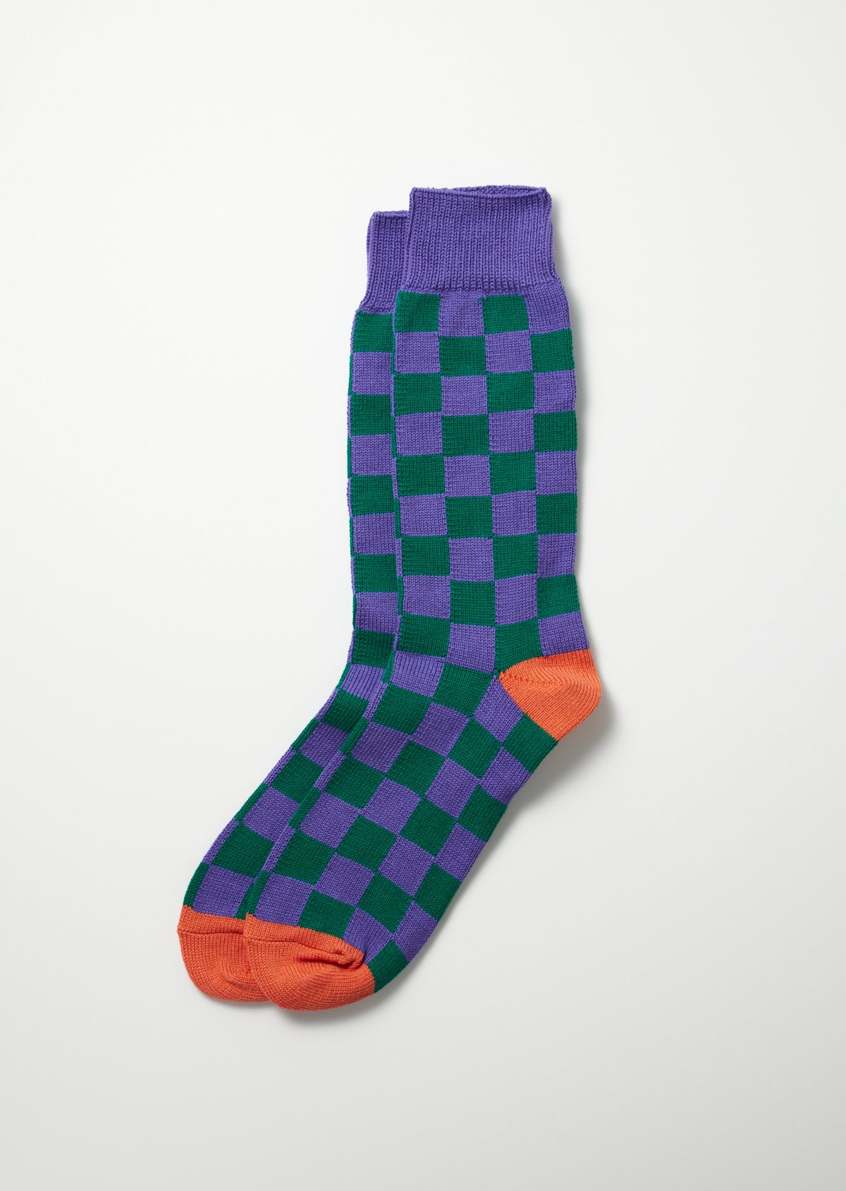 Schachbrett Socken - violett/grün