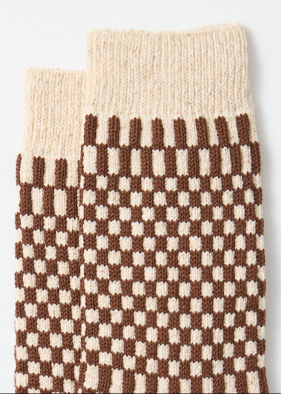 Checkerboard Socken - chocolate