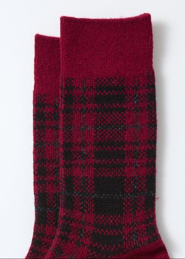 Check Pattern Socken - d.rot/schwarz