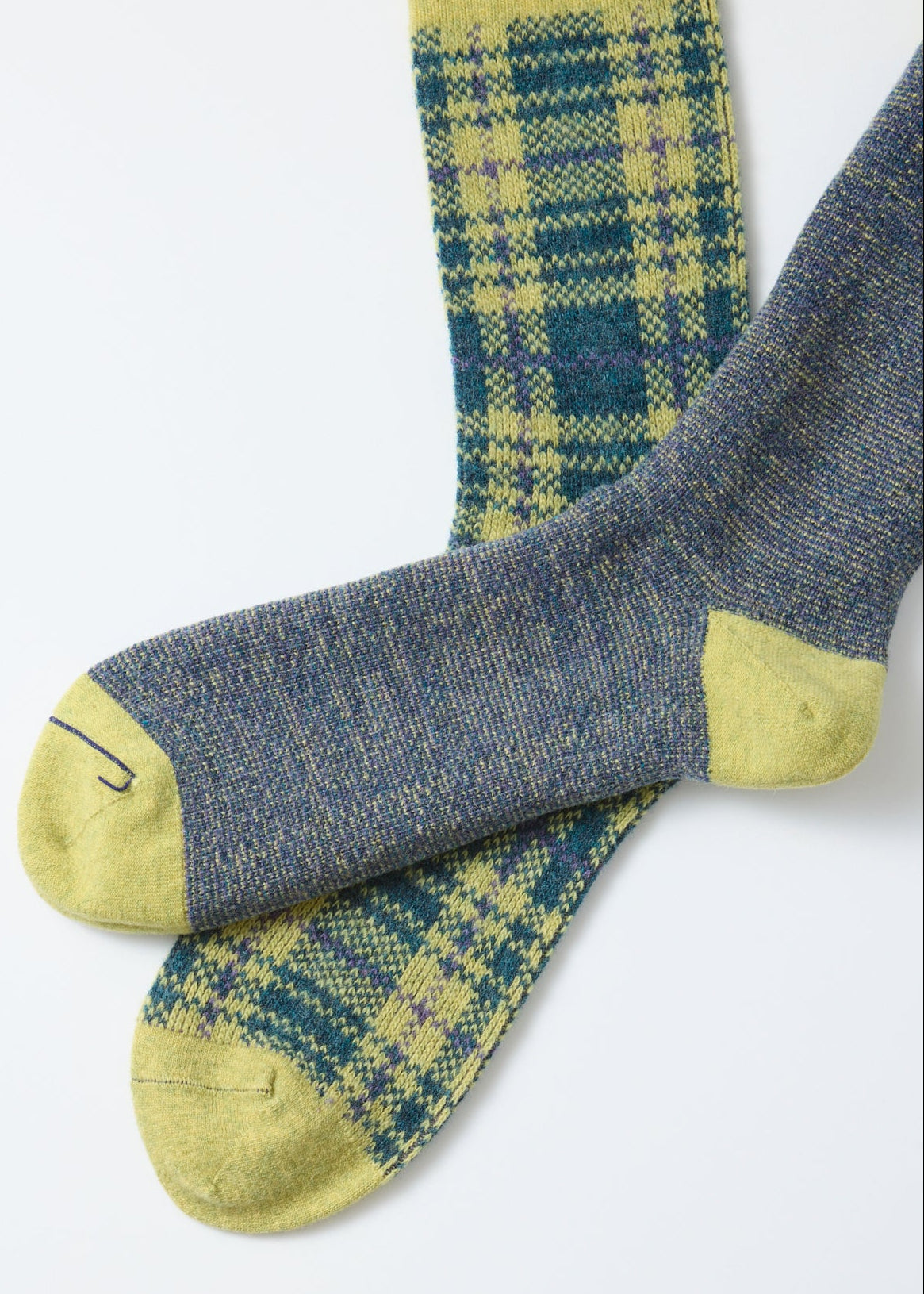 Check Pattern Socken - gelb/grün