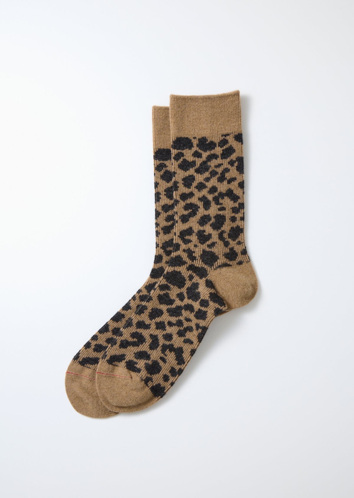 Leopard Pattern Merino Socken - beige/charcoal
