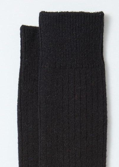 Baumwolle / Wolle HIGH Socken - schwarz