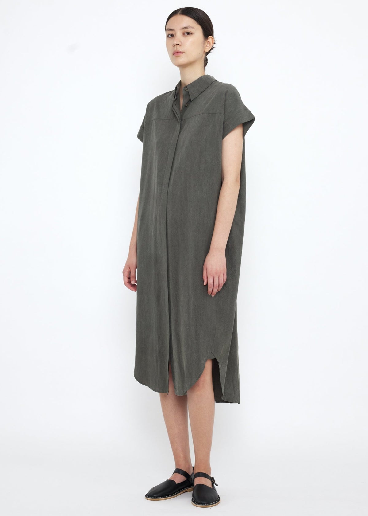 Sig. Maxi Shirtdress - pewter green