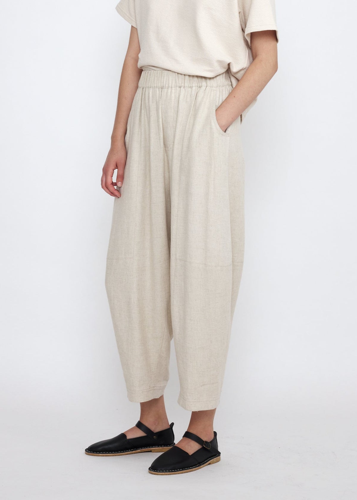 Unisex Elastic Panel Barrel Hose - oatmeal