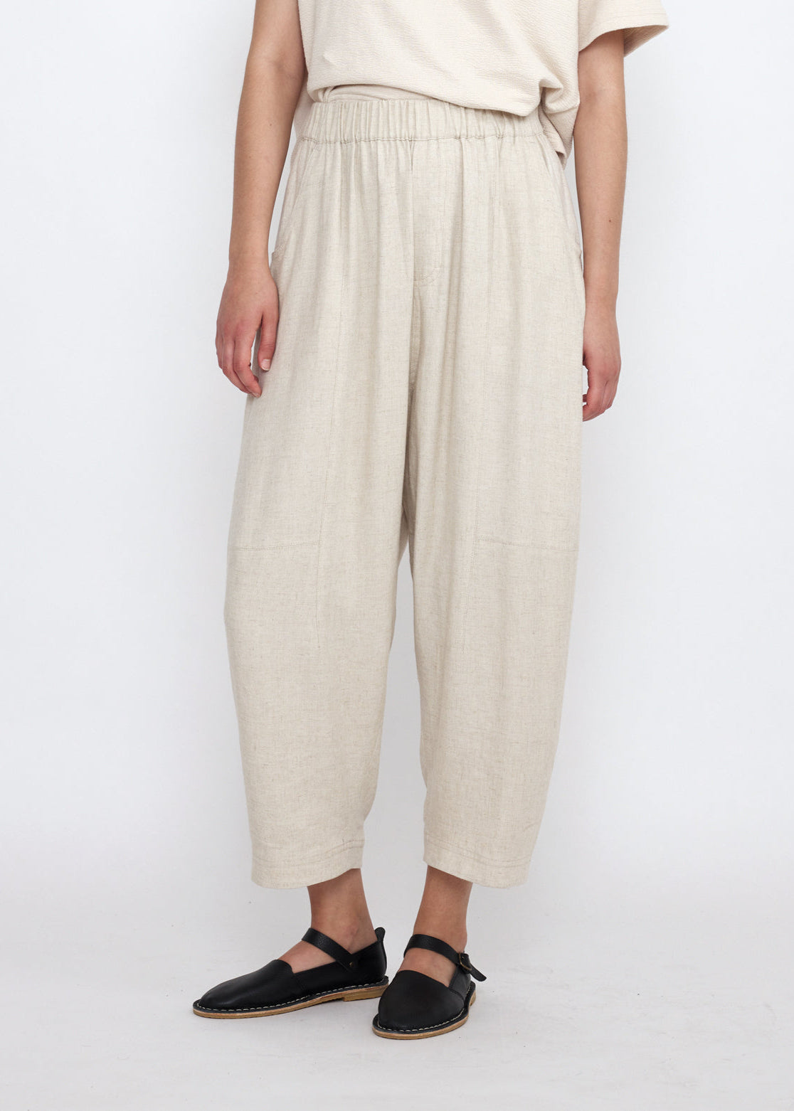 Unisex Elastic Panel Barrel Hose - oatmeal