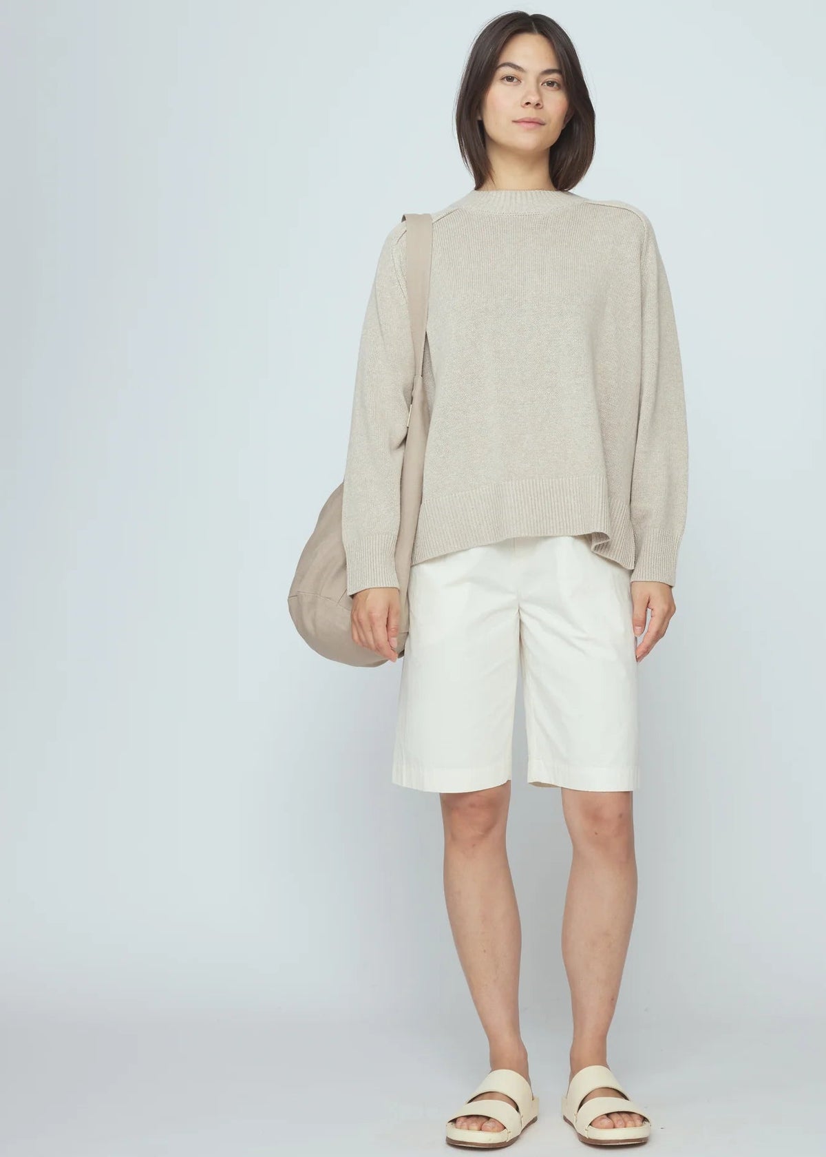 Roll Seam Pullover - stone beige