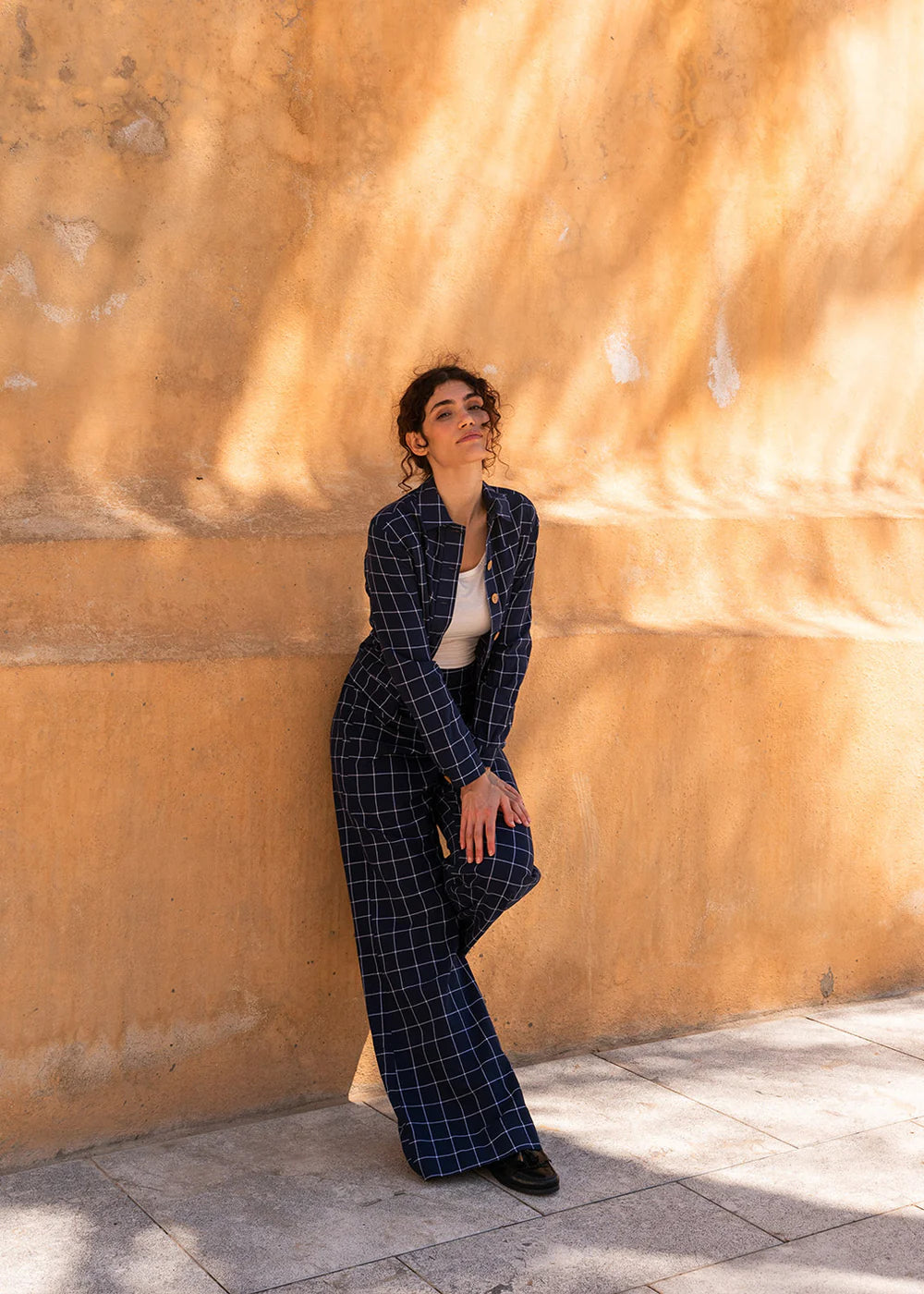 Light Jacket Blue Square handgewoben