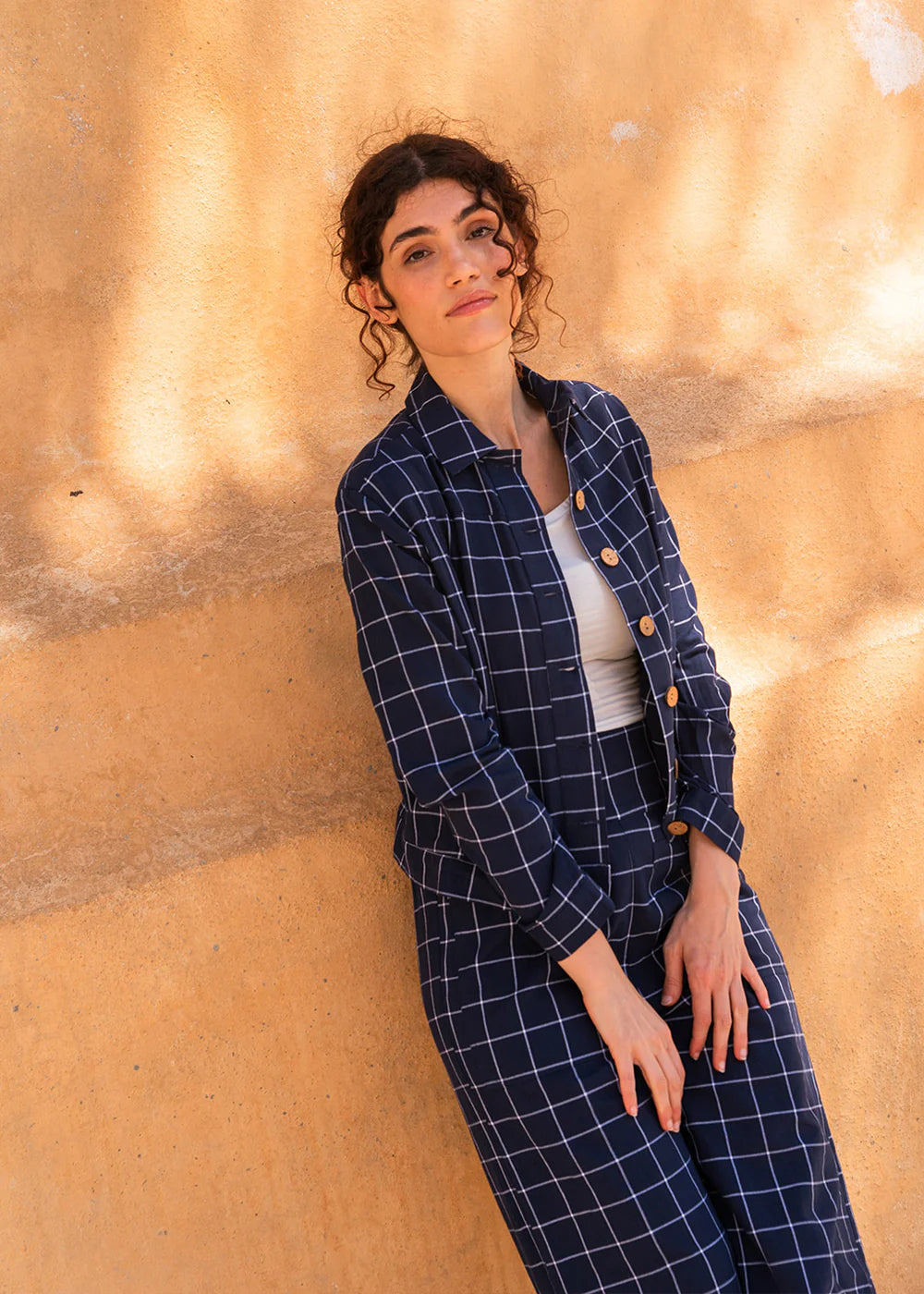 Light Jacket Blue Square handgewoben