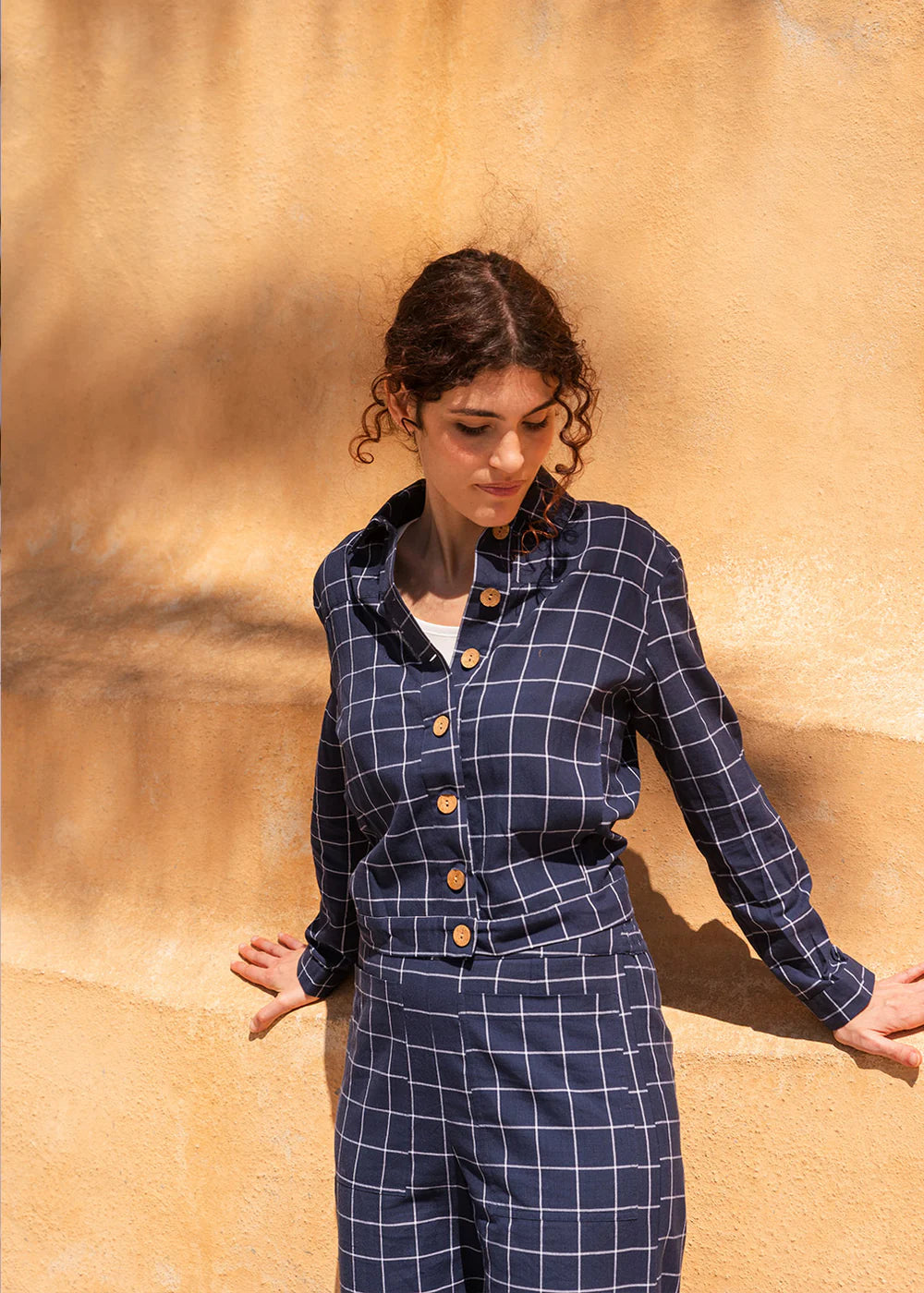 Light Jacket Blue Square handgewoben