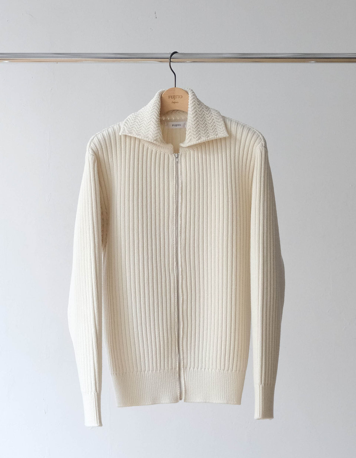 Zip Up Cardigan - off white